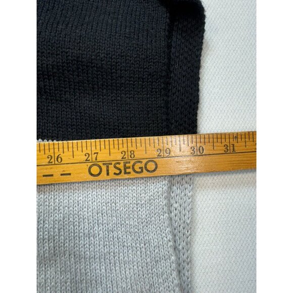 White House Black Market Womens Striped Poncho Sweater L Black Gray Pink - Picture 8 of 11